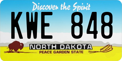 ND license plate KWE848