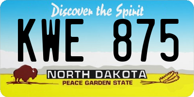 ND license plate KWE875