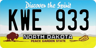ND license plate KWE933