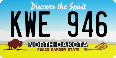 ND license plate KWE946