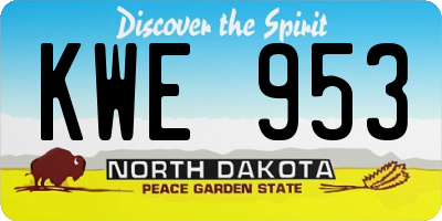 ND license plate KWE953