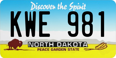 ND license plate KWE981