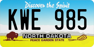 ND license plate KWE985