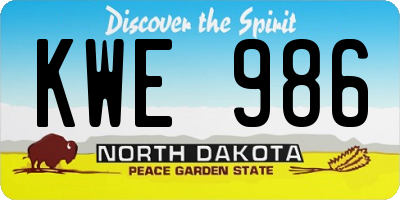 ND license plate KWE986