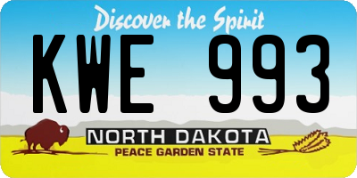 ND license plate KWE993