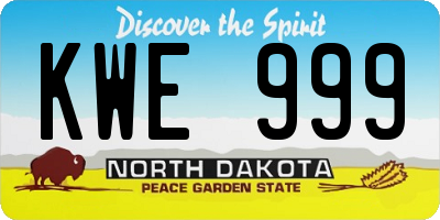 ND license plate KWE999