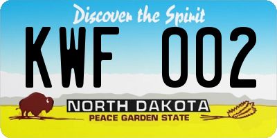 ND license plate KWF002