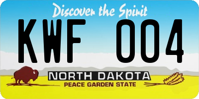 ND license plate KWF004