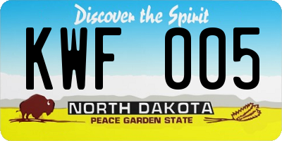 ND license plate KWF005