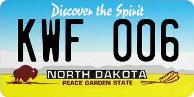 ND license plate KWF006