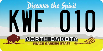 ND license plate KWF010