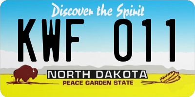 ND license plate KWF011