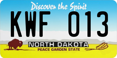 ND license plate KWF013