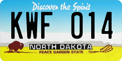 ND license plate KWF014