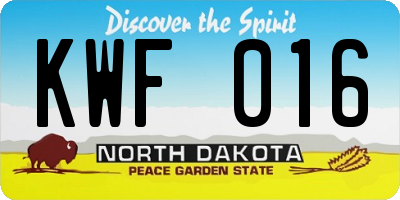ND license plate KWF016
