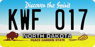 ND license plate KWF017
