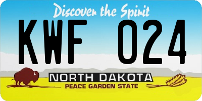 ND license plate KWF024