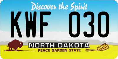 ND license plate KWF030