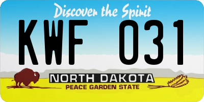 ND license plate KWF031