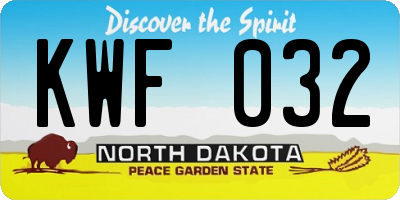 ND license plate KWF032