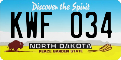 ND license plate KWF034