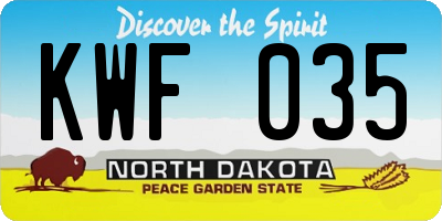 ND license plate KWF035