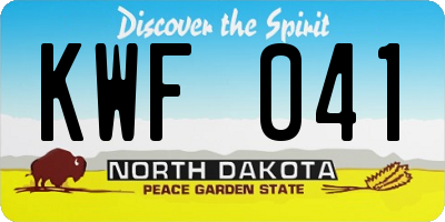 ND license plate KWF041