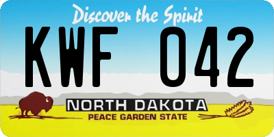 ND license plate KWF042