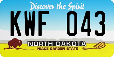 ND license plate KWF043