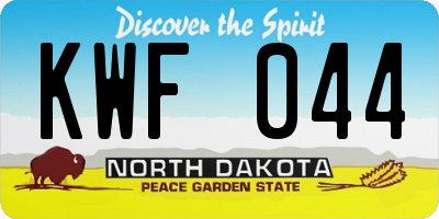 ND license plate KWF044