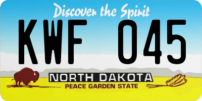 ND license plate KWF045