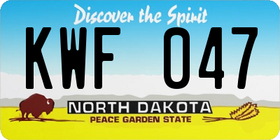 ND license plate KWF047