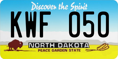 ND license plate KWF050