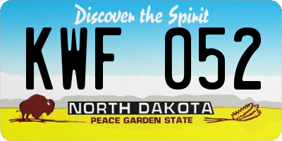 ND license plate KWF052