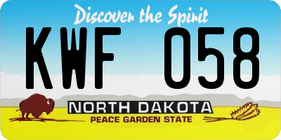 ND license plate KWF058