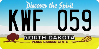 ND license plate KWF059