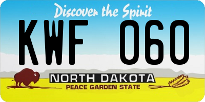 ND license plate KWF060