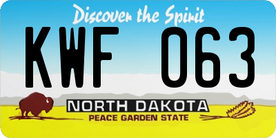 ND license plate KWF063