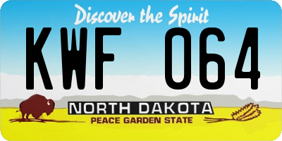 ND license plate KWF064