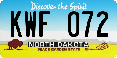 ND license plate KWF072