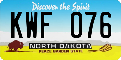 ND license plate KWF076