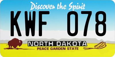 ND license plate KWF078