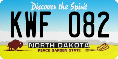 ND license plate KWF082