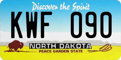 ND license plate KWF090