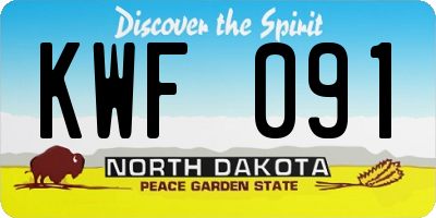 ND license plate KWF091