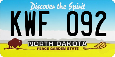ND license plate KWF092