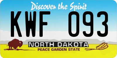 ND license plate KWF093