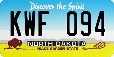 ND license plate KWF094