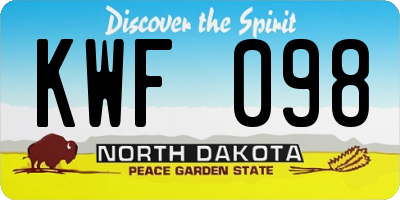ND license plate KWF098