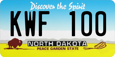 ND license plate KWF100